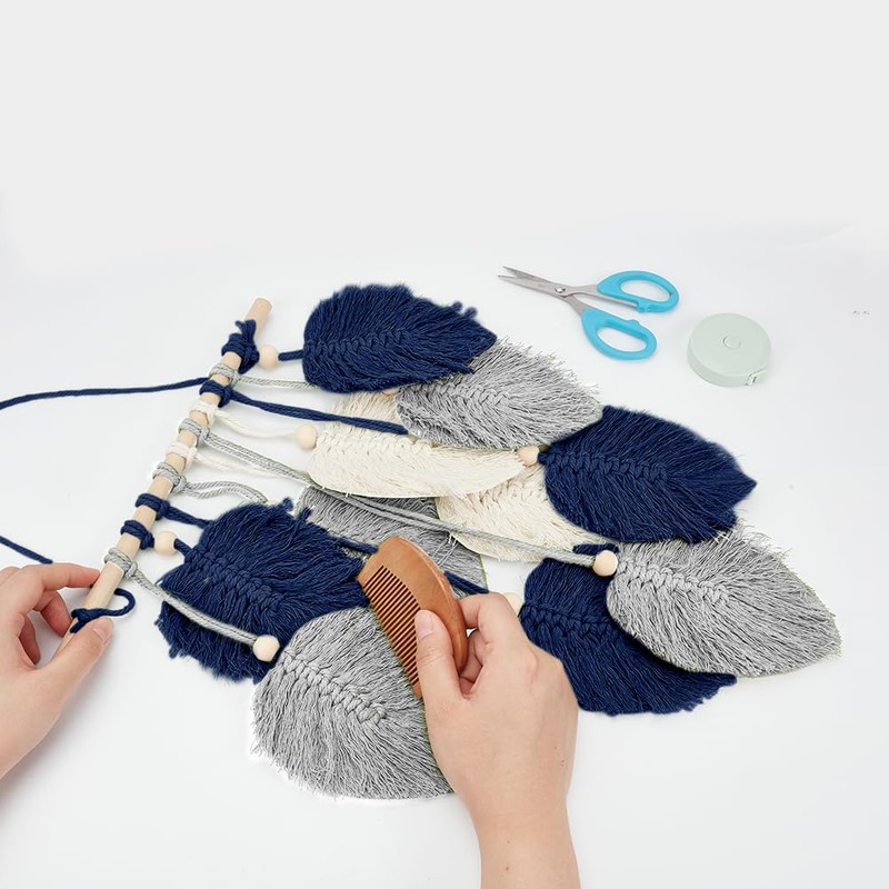 FREEBLOSS Macrame Leaf Wall Hanging Kit Boho Wall Hanging Macrame