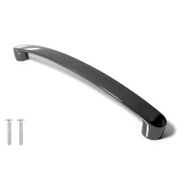 Decoranddecor Merle - Bow Kitchen Cabinet Handles | Cabinet Door Handles - Cupboard Door Pulls - 96mm Hole Centre, Polished Nickel Black