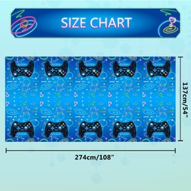 WERNNSAI Blue Video Game Party Tablecloth - 2 Pack 54’’ x 108’’ Birthday Party Decorations for Kids Boys Gamer Party Disposable Plastic Rectangle Table Cover for Gaming Night Geek Game Party Supplies