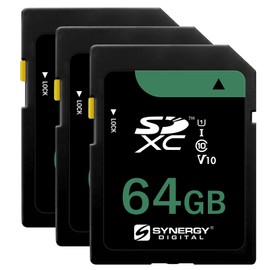 Synergy Digital 64GB Secure Digital SDXC UHS-I Memory Cards, Compatible with Sony Cyber-Shot DSC-W800 Digital Camera - Class 10, U1, 100MB/s, 300 Series - Pack of 3