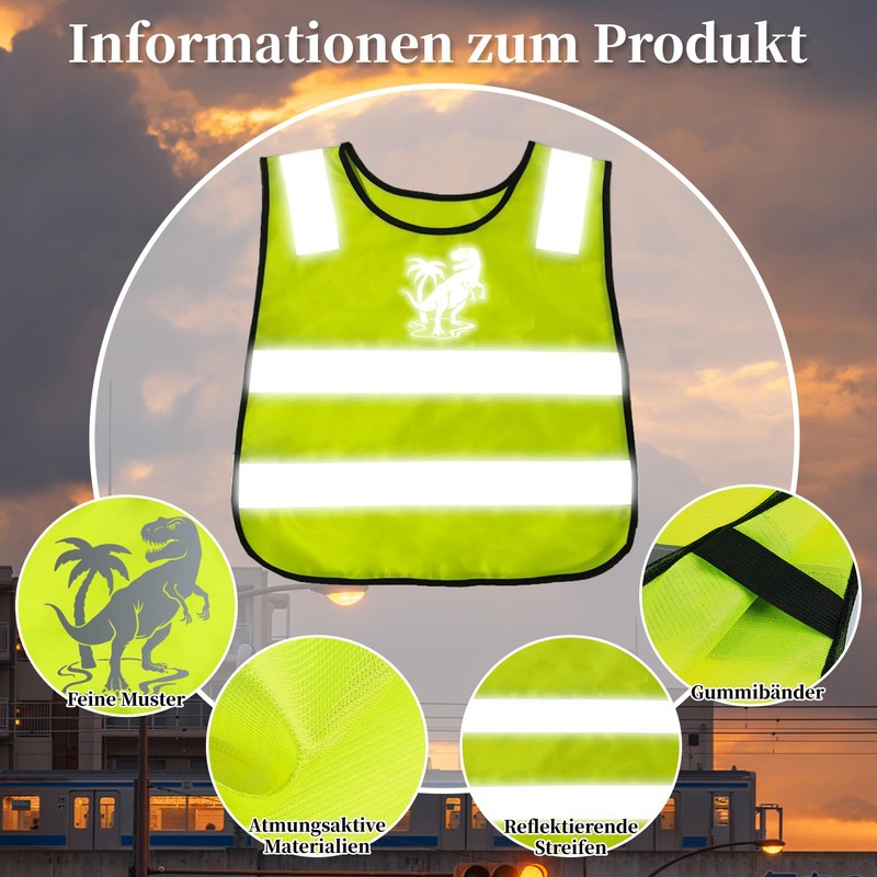 Ourdort Ourdort 2 Stck Warnweste Kinder,Kinderwarnweste fr (3-12 Jahre),Kinder Sicherheitswesten,Atmungsaktive