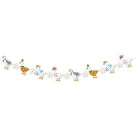 Goose Floral Garland Banner, Summer Goose Theme Banner Cute Pattern Cardboard Floral Fun Farm Animal for Baby Shower Birthday Party Decoration Supplies