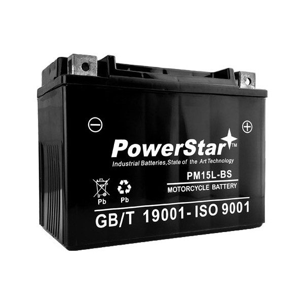 PowerStar YTX15L-BS 12V 230 CCA AGM Power Sport Motorcycle Battery