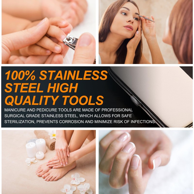 Rustark 12Pcs Rainbow Manicure Pedicure Kit Professional Stainless Steel Nail