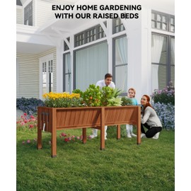 GarveeLife 72x26x30in Raised Garden Bed With Legs, Wooden Elevated Raised Garden Beds Outdoor for Growing Vegetables and Herbs, Big Sturdy Standing Garden Bed Planter Box - Enhanced Depth, Acorn Brown