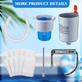 Enhon above Ground Pool Skimmer with 10 Pcs Wall Mount Surface Skimmer Socks, Floating Skimmer Swimming Supply Kit, Automatically Cleaner Pool Accessories Skimmer Basket Net for Removes Debris