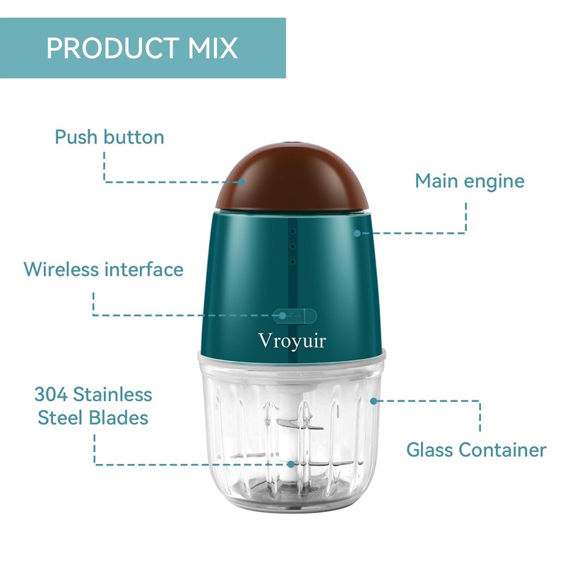 Mini Food Processor, Cordless Small Food Chopper & Blender for