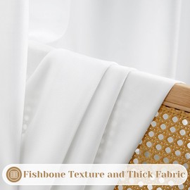 HOMEIDEAS Non-See-Through White Privacy Sheer Curtains 52 X 45 Inches Long 2 Panels Set, Fish Bone Pattern Semi Sheer Curtains Light Filtering Window Curtains Drapes for Bedroom Living Room