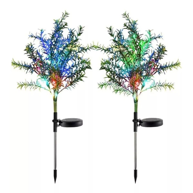 NineFox Paquete 2 Luces Solares Para Jardín 15 Led Multicolor