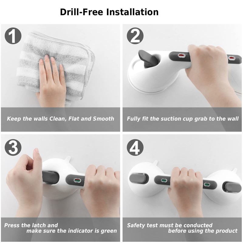Newthinking Suction Grab Rails for Bathroom, Portable Suction Bathtub Handles