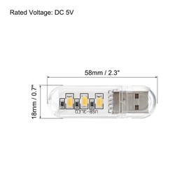 PATIKIL USB Night Light, 6 Pack Portable Plug-in Mini LED Lamp Stick 3 Beads for Home Decor Reading Sleeping Camping, Warm White