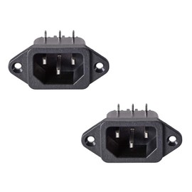 uxcell C14 Panel Mount Plug Adapter AC 250V 10A/15A 3Pins IEC Inlet Module Plug Power Connector Socket Right Angle Pack of 2