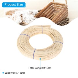 PATIKIL Runde Schilfrohr-Spline, 335 m, Rohr-Gurtbandrolle, Rattan-Rohrspule für DIY-Möbelkorbflechten, Korbgeflecht, Reparaturbedarf, Modellierdekoration, Aromatherapie, Holz