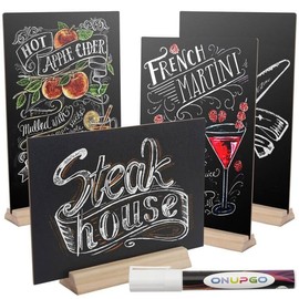 8 x12 Inch Tabletop Chalkboard Sign with Base Stand, Menu Chalk Board Sign Store Food Signs, Message Boards for Party, Wedding, Tables Decoration, Bar and Restaurant (4 Pack)