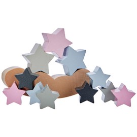 Selecta 64020 Stars Starry Sky, Bellybutton, Wooden Stacking Toy, 12 Pieces, Colourful, S