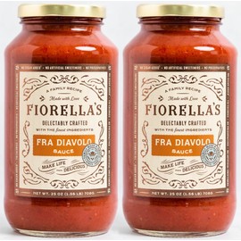 Fiorella's Fra Diavolo, Arrabbiata Sauce - Tomato Sauce Made with Fresh Ingredients - Seed Oil Free, No Sugar Added, No Preservatives Added, No Artificial Sweeteners, Pasta Sauce, 25 Oz (Pack of 2)