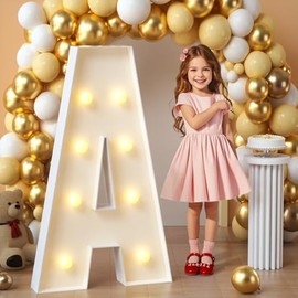 imprsv Marquee Light Up Mosaic Letters 3FT for Baby Shower Engagement Graduation Party Decor, Large Letters A (Need to Assemble)