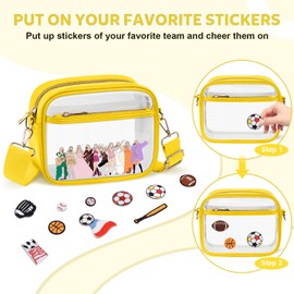 KETIEE Clear Bag for Stadium Events: Clear Crossbody Bag Stadium Approved Clear purse for Women with Adjustable Detachable Strap & Mesh Pounch for Concerts Football Games(Yellow)