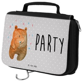Mr. & Mrs. Panda Wash Bag Bear Party, gray, Hand Drawn