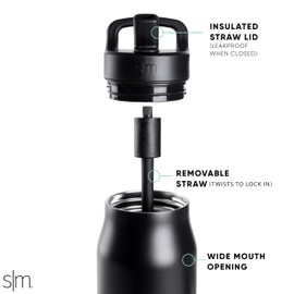 Simple Modern Water Bottle with Push Button Straw Lid | Ceramic-Lined Insulated Stainless Steel | Travel Water Bottles for Gym & Sports | Leak Proof | 34oz, Almond Birch