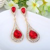 EVER FAITH Red Crystal Teardrop Dangle Earrings for Women Girls,