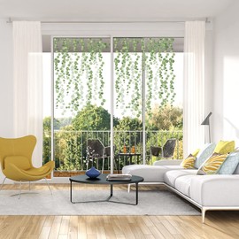 2 Sheet Hanging String of Pearls Vine Leaves Wall Stickers, KALYLOC Waterproof Green Plants Leaves Wall Decals, Peel and Stick Hanging Vine Wall Decor Removable for Bedroom Kitchen Decorations