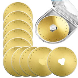Lame di ricambio per taglierina rotante da 45 mm, con scala, set da 10 lame rotonde con custodia, adatte per tessuto, carta, trapuntatura e artigianato