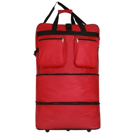 Generic 36"" Expandable Duffle Bag (Lightweight) Rolling Wheeled Spinner Suitcase Luggage for Travel and Storage, Red, Wheelbag36