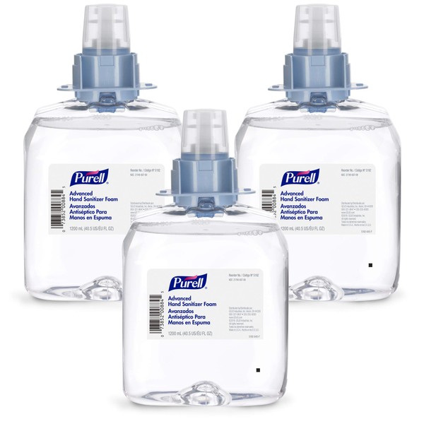 PURELL Advanced Hand Sanitizer Foam, 1200 mL Foam Hand Sanitizer Refill for PURELL FMX-12 Push-Style Dispenser (Pack of 3) - 5192-03