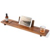 Walnut Bathtub Tray Caddy - 35" Wide Adjustable for Freestanding