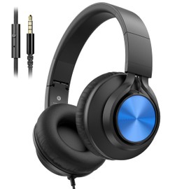 AILIHEN Kids Wired Headphones with Microphone & 3.5mm Jack for School-Blue