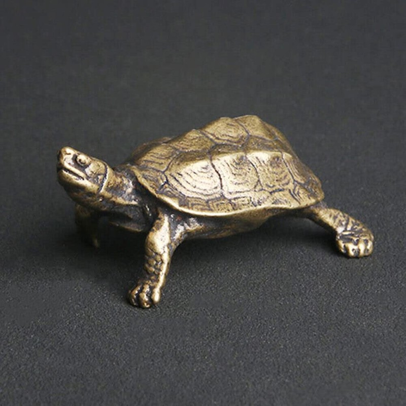 TEAMWILL 1PC Brass Vintage Turtle Figurine Statue Home Ornaments Animal