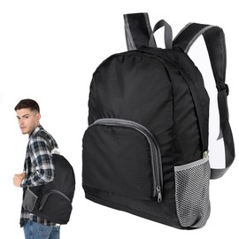 Dongnesi Small Backpacks for Men Women, Foldable Backpack Lightweight, Foldable Rucksack for Travelling, Waterproof Folding Backpack, Camping Hiking Travelling Packable Black rucksack