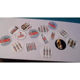 Unbranded Pre Cut One Inch Bottle Cap Images DIET COKE Free Ship - photo, 50 images