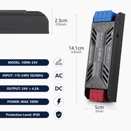 SUCIKORIO 24V 100W LED Driver, Ultra Slim LED Transformer 110V AC to 24V DC 4.2A Quiet Low Volt LED Power Supply Constant Voltage Driver Adapter for LED Strip Lights, Garden Light, Wall Lamp