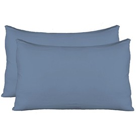 Stretch Jersey Pillow Cases with Invisible Zipper, Universal Size fit All King, Queen and Standard Size Pillows, Modal Rayon Spandex 180 Gram, Soft Than Cotton, Pack of 2, Denim Blue