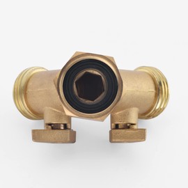 improved Heavy Duty Solid Brass 2 Way Garden Hose Splitter Nozzle Switcher Connector 2 Way Hose Splitter Shut-Off Valves for Garden Irrigation Watering 304 stainless steel Hose Connector (2 Way)