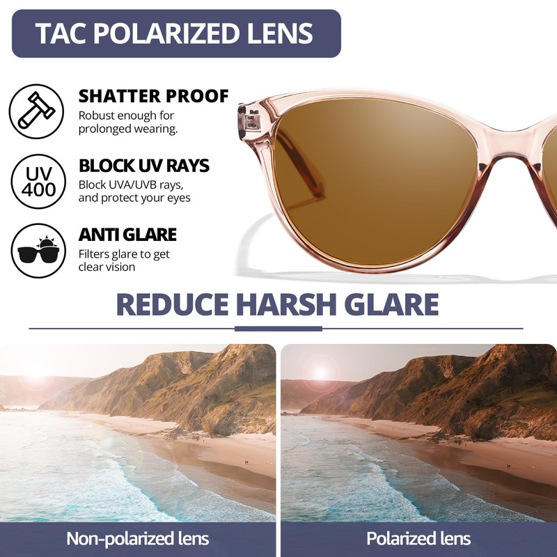 SIPHEW Women's Polarised Classic Sunglasses with UV400 Protection for Women,