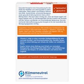 Doppelherz Glucosamine 700 Extra s chondroitinem - S vitaminem C pro normální funkci chrupavky a kosti - 1 x 30 tobolek