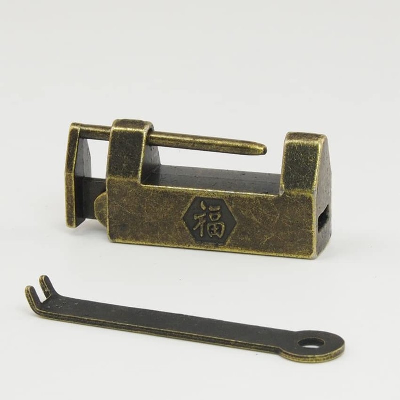 Chinese Vintage Padlock Antique Retro Style Lock Key Antique Retro