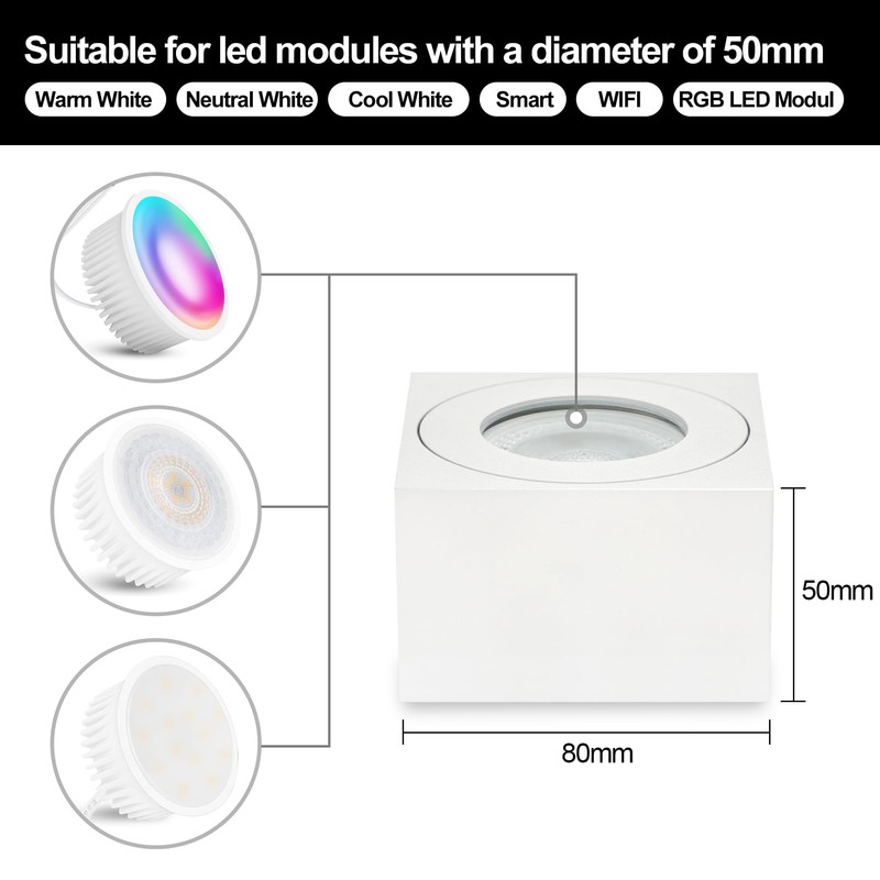 KYOTECH LED Surface-Mounted Spotlight Flat IP44 White Surface-Mounted Ceiling Light