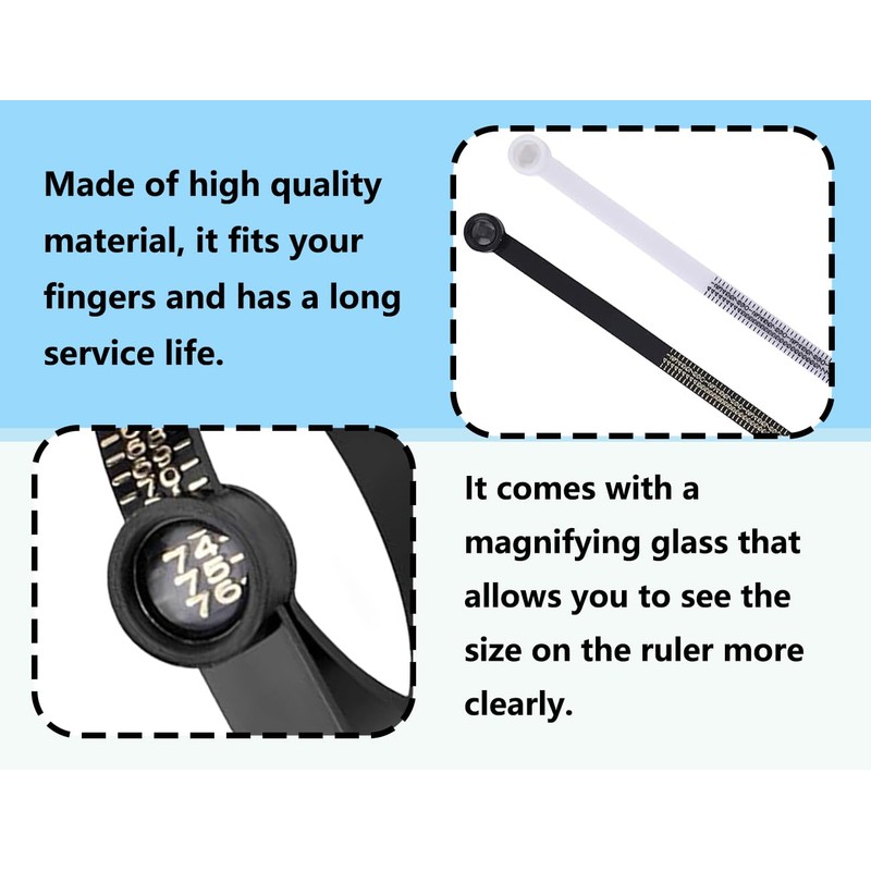 Lhbwhiz Pack of 2 Ring Sizers, Measure Finger Circumference, Reusable