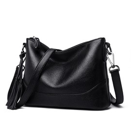 Mimio Women's Shoulder Bag, Handbag, Shoulder Bag, Crossbody Bag, Tassel, Handheld, 2-Way, Black, Brown, Simple, Waterproof, Stylish, Large Capacity, Multi-functional, Black