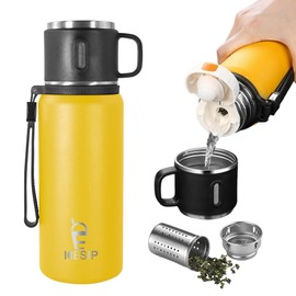 Icesip Stainless Steel Insulated Bottle, 20oz with cup Vacuum Insulated Water Bottle, Thermo for Hot Drinks/Cold Drinks,24-Hr Insulation Commute, Travel