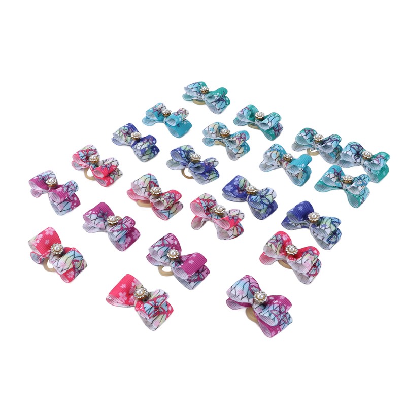 22pcs Pet Bowknot Rubber Bands Cute Colorful Dog Grooming Hair