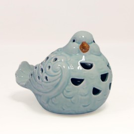 Urban Trends Collection Modern Home Decorative Ceramic Sitting Bird Figurine with Brown Beak and Cutout Design Body Gloss Finish Baby Blue