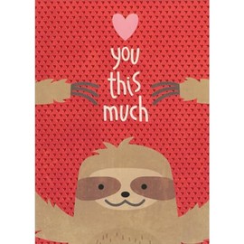 Sellers Publishing RSVP Love You This Much: Cute Sloth with Arms Over Head Juvenile Valentine's Day Card for Kids (Boy or Girl)