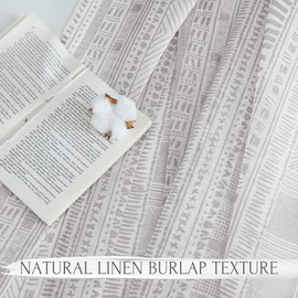 NICETOWN Flax Semi Sheer Linen Curtains 84 inches Long, Grommet Bohemian Style Bedroom Window Treatment Natural Linen Boho Privacy with Light Through for Living Room, 50" W, 2 Panels, Grey