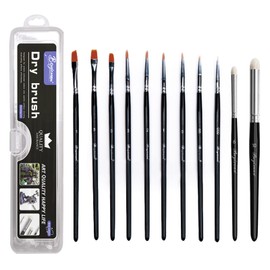 Zyluniy Dry Brush Set 6 Pieces Miniature Drybrush Brush Model Making Brush Set, Wool Professional Dry Brush for Model Making Warhammer 40k Acrylic Watercolour Miniatures (11 Pieces)