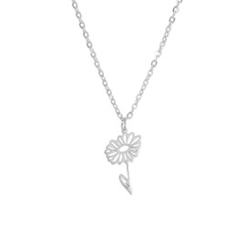 KKJOY Birth Month Flower Necklace Stainless Steel 12 Month Birthday Flower Pendant Necklace Best Friend Necklace Jewellery Gifts for Women